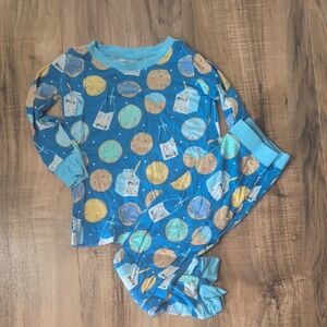 Little Sleepies Blue Milk and Cookies Pajama Set Size 12-18 Months
